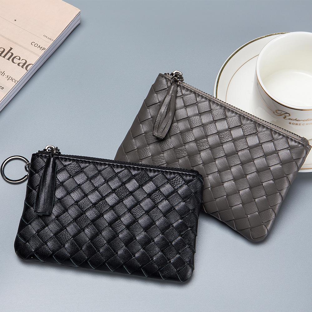 New short change bag, women's sheepskin woven small and ultra-thin small wallet, men's money bag storage bag, high-end sense