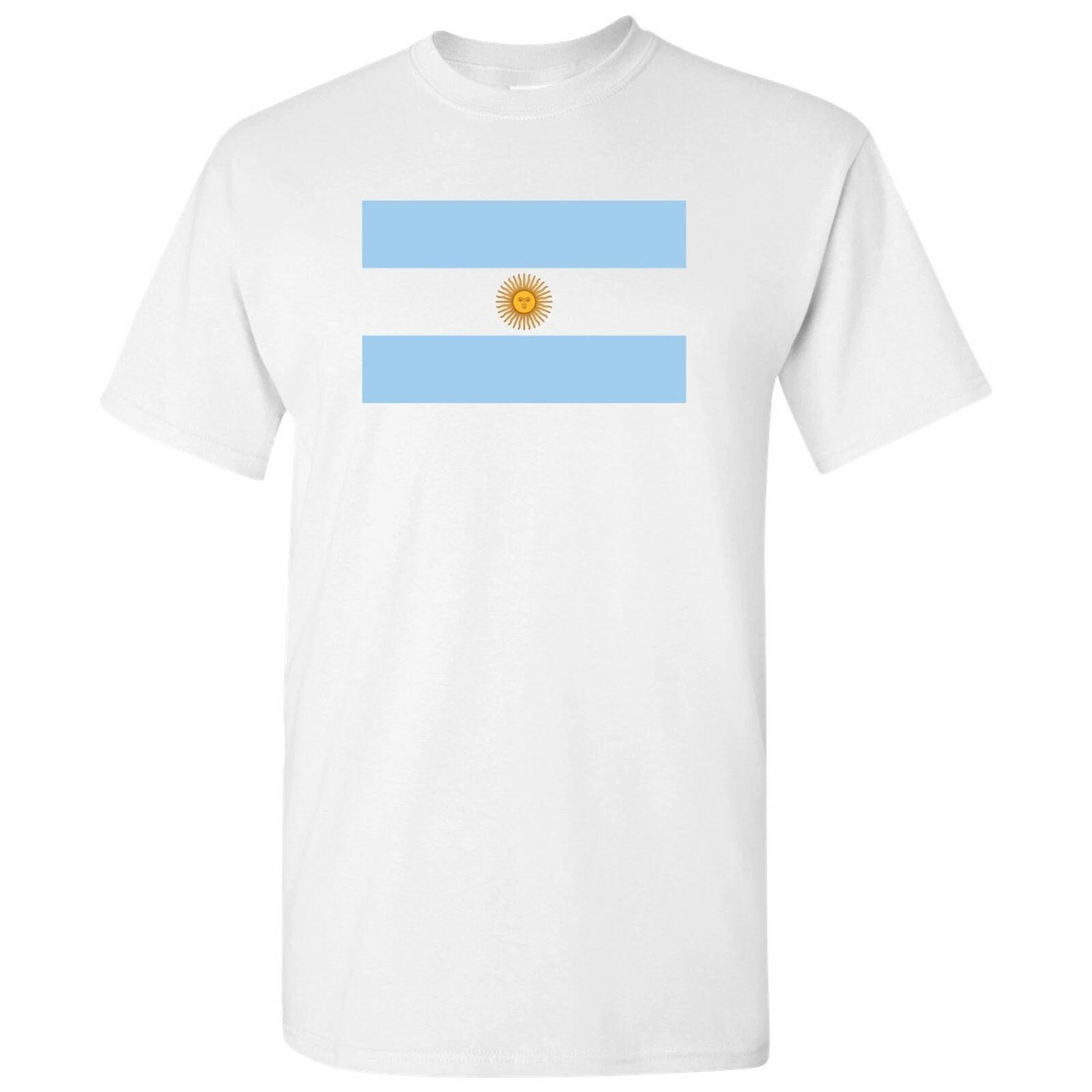Argentina Latin American Flag Basic Cotton T-Shirt - White 3XL