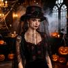 Makeup Party Decor Adults Felt Top Hat for Men Women, Steampunk Halloween Cosplay with Skeleton Photography Prop Hand And Rose, Black Gothic
