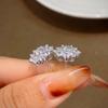 S925 Silver Luxury 0.5CT Moissanite Diamond Flower Stud Earrings for Women Eternity Love Wedding Fine Jewelry