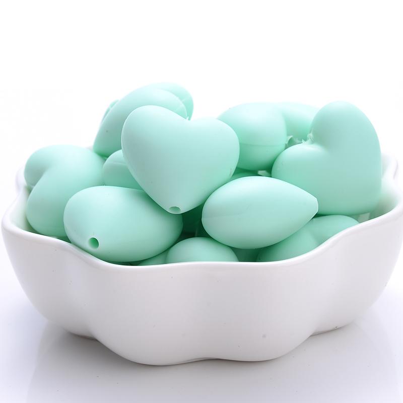 20Pcs 18x20mm Peach Heart Silicone Beads Baby Teethers Eco-friendly BPA Free Teething Beads Necklace Pacifier Chain Accessories