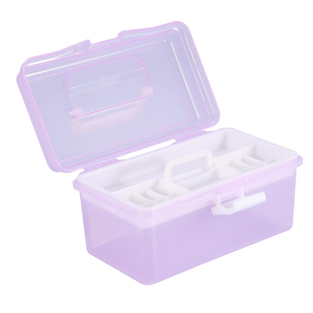 

Multifunctional Nail Art Manicure Makeup Cosmetic Tools Container Storage Box Case(Purple S)