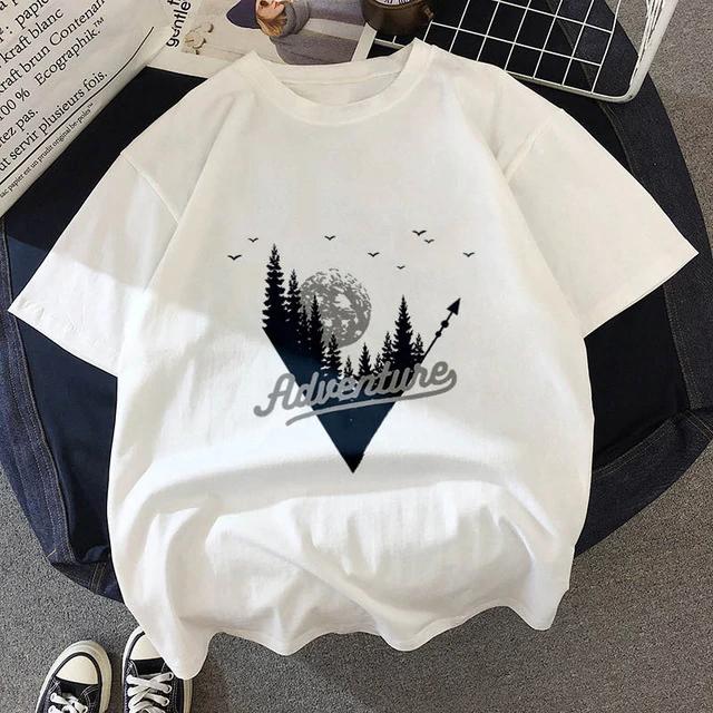 Summer White T Shirt Dark Forest Mountain Adventure Harajuku Shirts Short Sleeve Tops Female Clothing