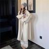 Women's Double-Sided Fleece Trench Coat Long Lapel Double-Breasted Overcoat
