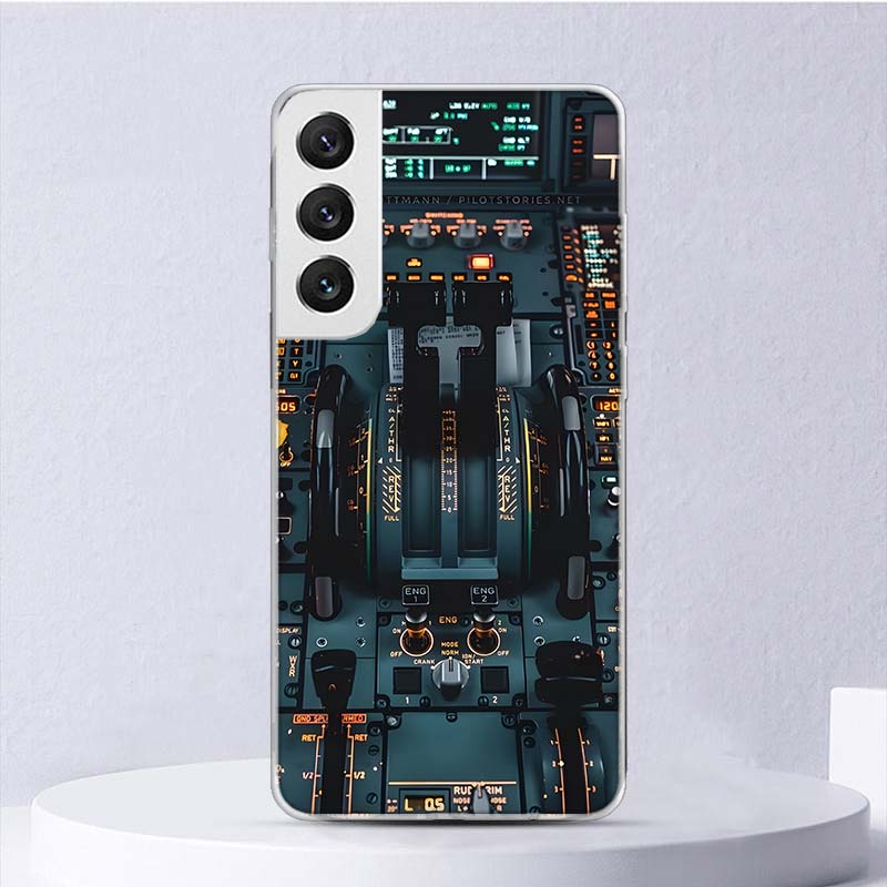 Aviation Aeroplane Pilot Cockpit Soft Case For Samsung Galaxy S25 S24 S23 S22 Ultra Phone Cover S20 FE S21 Plus S25 Edge + Funda