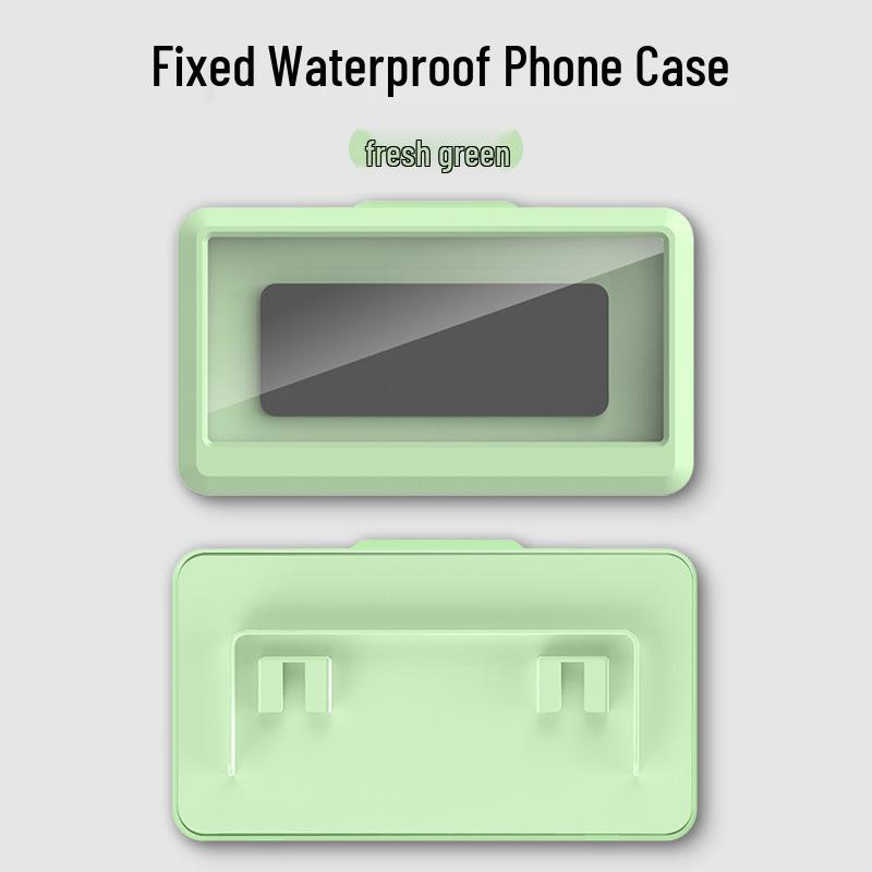Waterproof Rotatable Wall-Mounted Phone Holder for Bathroom & Kitchen, Anti-Fog Case with Hole for Binge-Watching.