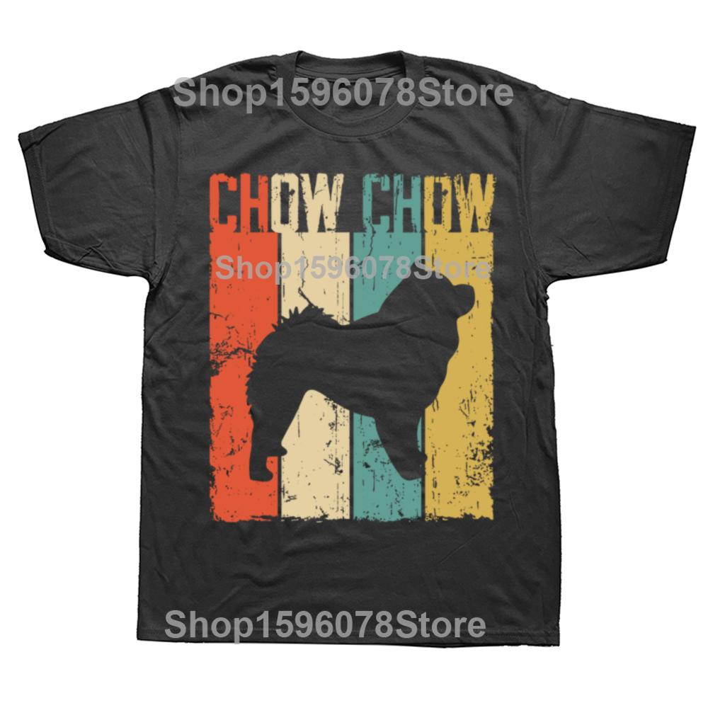 Funny Chow Chow Dog Vintage Retro Style Graphic T-shirts Fashion Casual Tshirt 100% Cotton Loose Oversized T Shirt Unisex
