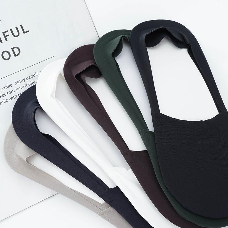 3 Pairs of Summer Breathable Invisible Boat Socks Non-slip Men's Ice Seamless Silicone Low Cut Short Invisible Socks