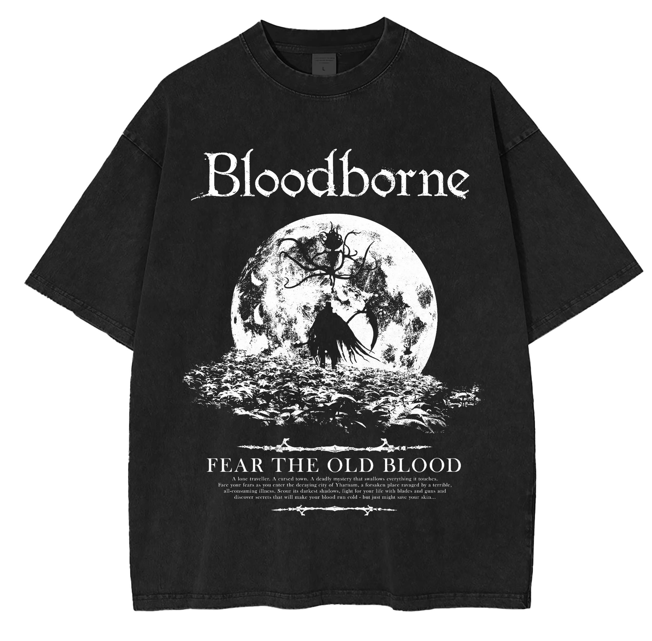 Bloodborne Ludwig The Accursed Holy Blade Grim T-shirt Hunter and Lamp Messengers Oversize Washed Summer Casual Streetwear Short Sleeve Tee Tops L