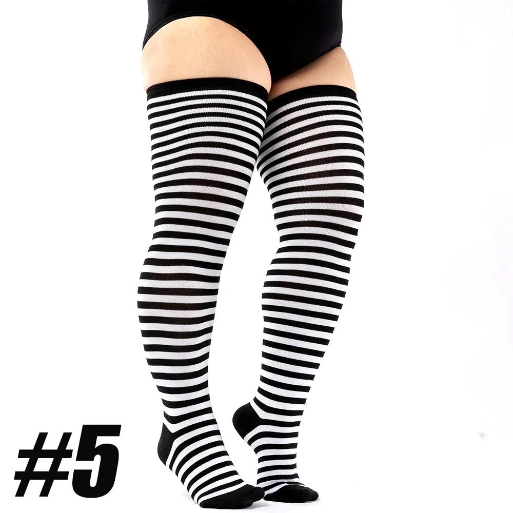 

1Pair Plus Size Womens Thigh High Socks For Thick Thighs- Extra Long Striped Thick Over The Knee Socks- Leg Warmer Boot Socks