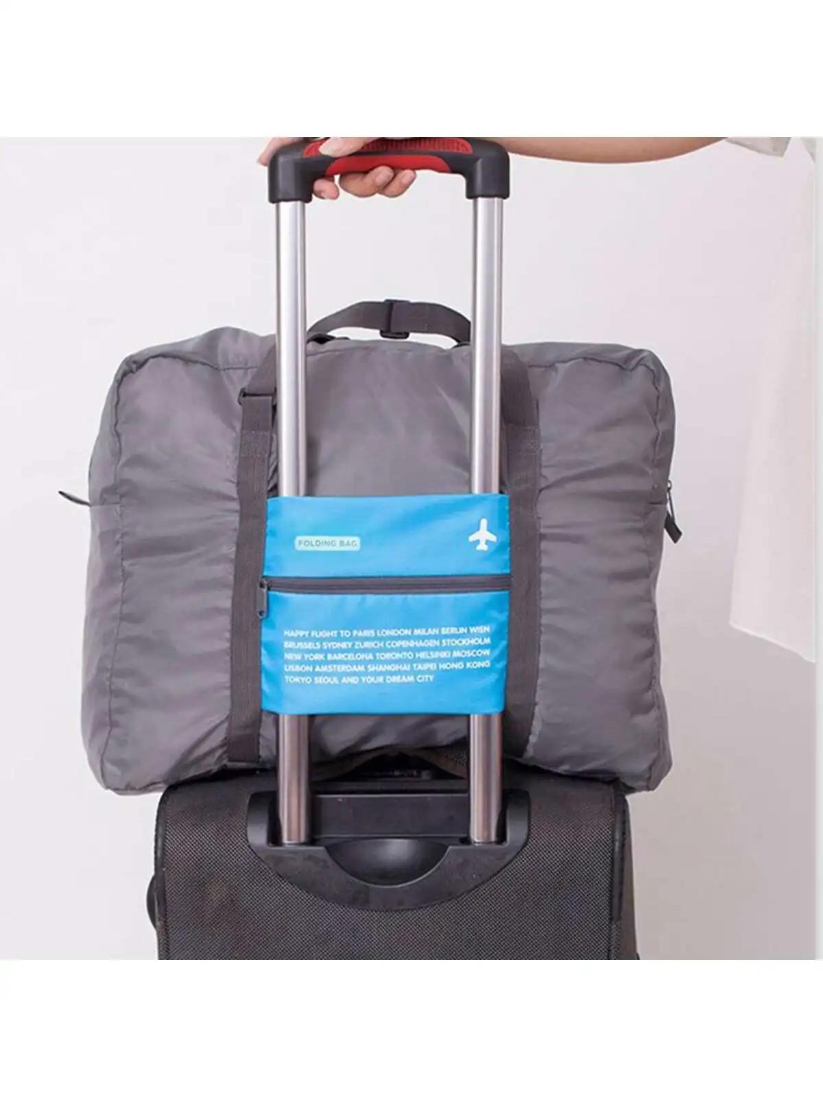 

1pc-ortable Luggage Bag, Foldable Large Capacity Travel Duffle Bag. Lightweight Weekender Overnight Bag Unisex Bag For Daily синій