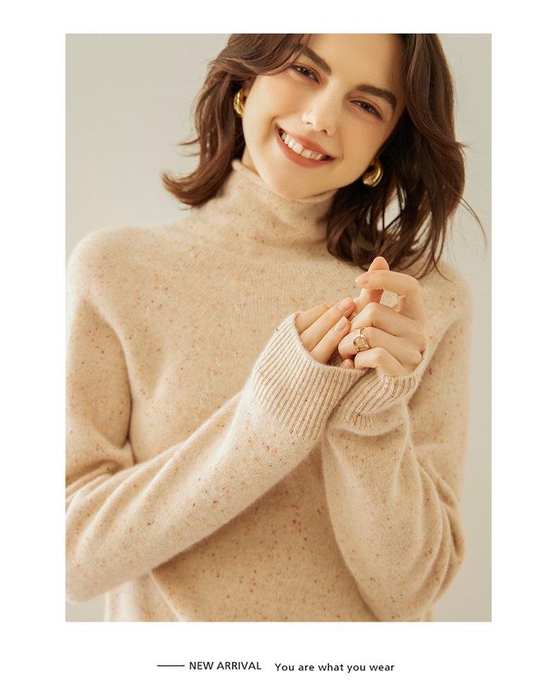Women's 2025 Autumn/Winter Cashmere High Neck Sweater - Soft, Thick, Solid Color, Stacked Collar.
