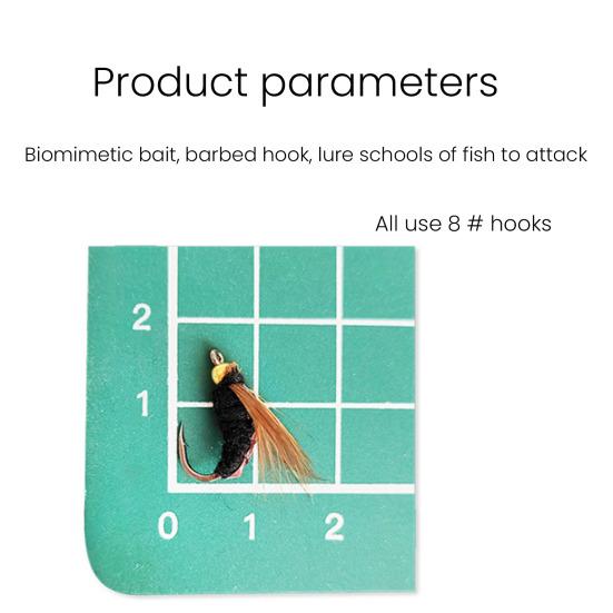 50Pcs/Box Fly Fishing Lure with Sharp Hook Realistic Bionic Floating Feather Fly Fishing Bait Freshwater Saltwater Bass Trout Fishing Accessories