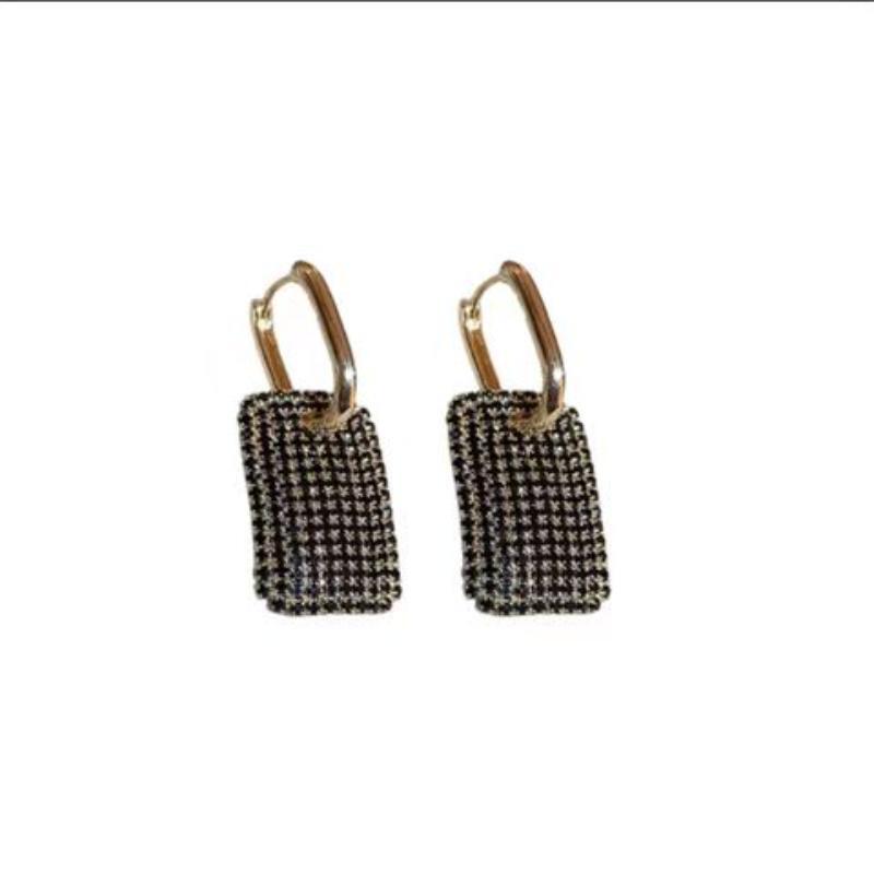 925 Silver Geometric Full Diamond Earrings - Women's Trendy Exquisite Studs