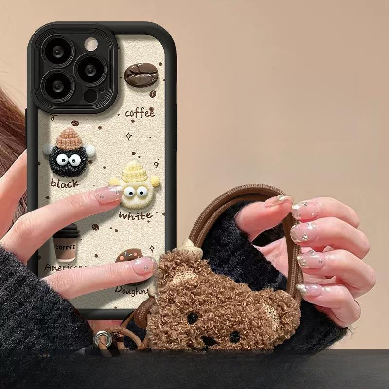 Applicable To Apple 15 Mobile Phone Case Iphone14/13 Briquette Coffee Doll 11/12 Silicone Lambskin Xr Anti-fall