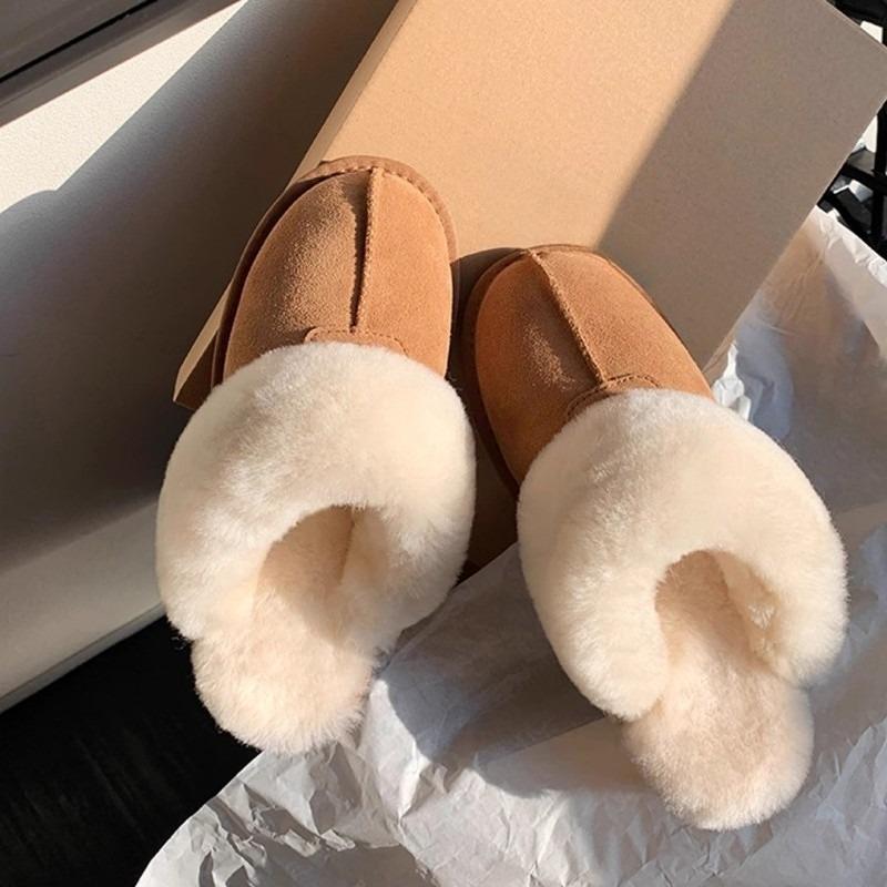 Fleecové boty, Sněhule se silnou podrážkou, Pantofle pro ženy, Bavlněné žabky pro ženy