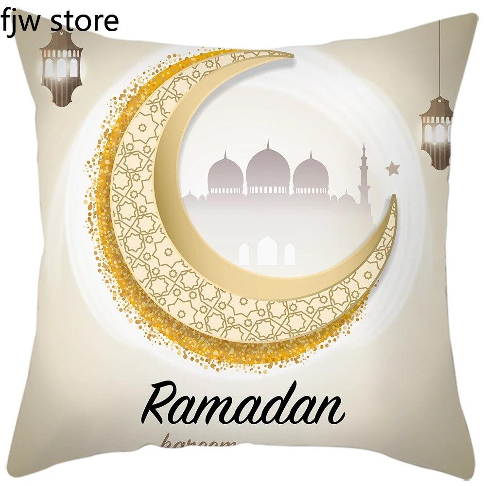 2024 Eid Home Decor Pillowcase Ramadhan Kareem Arabic Calligraphy Pillowcase Islamic Mosque Muslim Decorative Pillowcase Gift