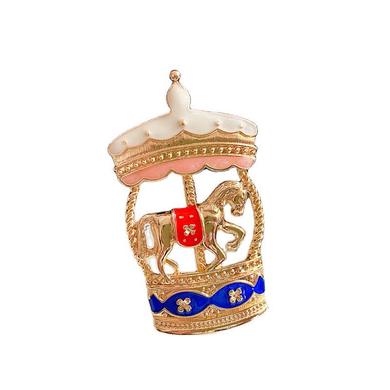 Vintage Retro Enamel Carousel Brooch - Exquisite Temperament Pin