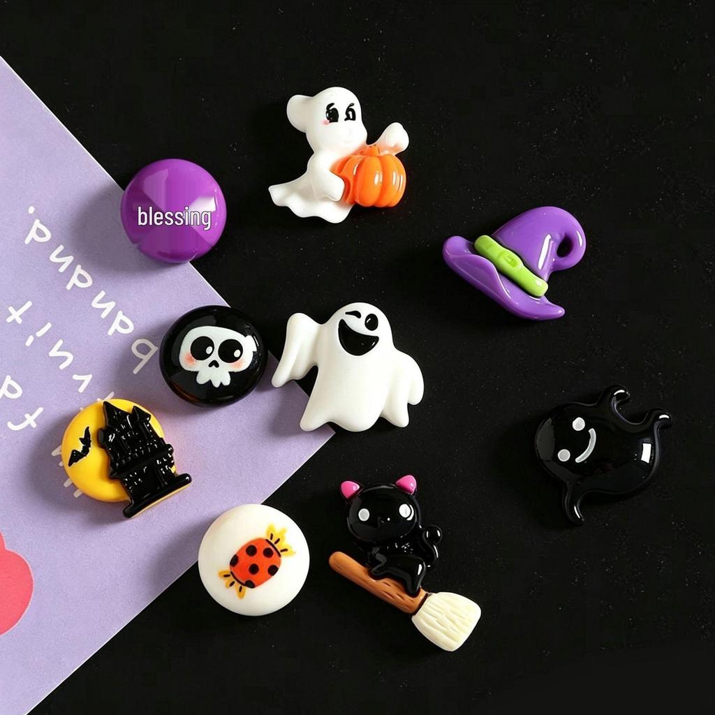 Halloween Resin Mini Ghost, Pumpkin & Black Cat DIY Ornaments