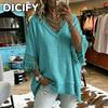 DICFY Women's Fashion Casual Summer Spring V-Neck Short Sleeve Blouses & Shirts