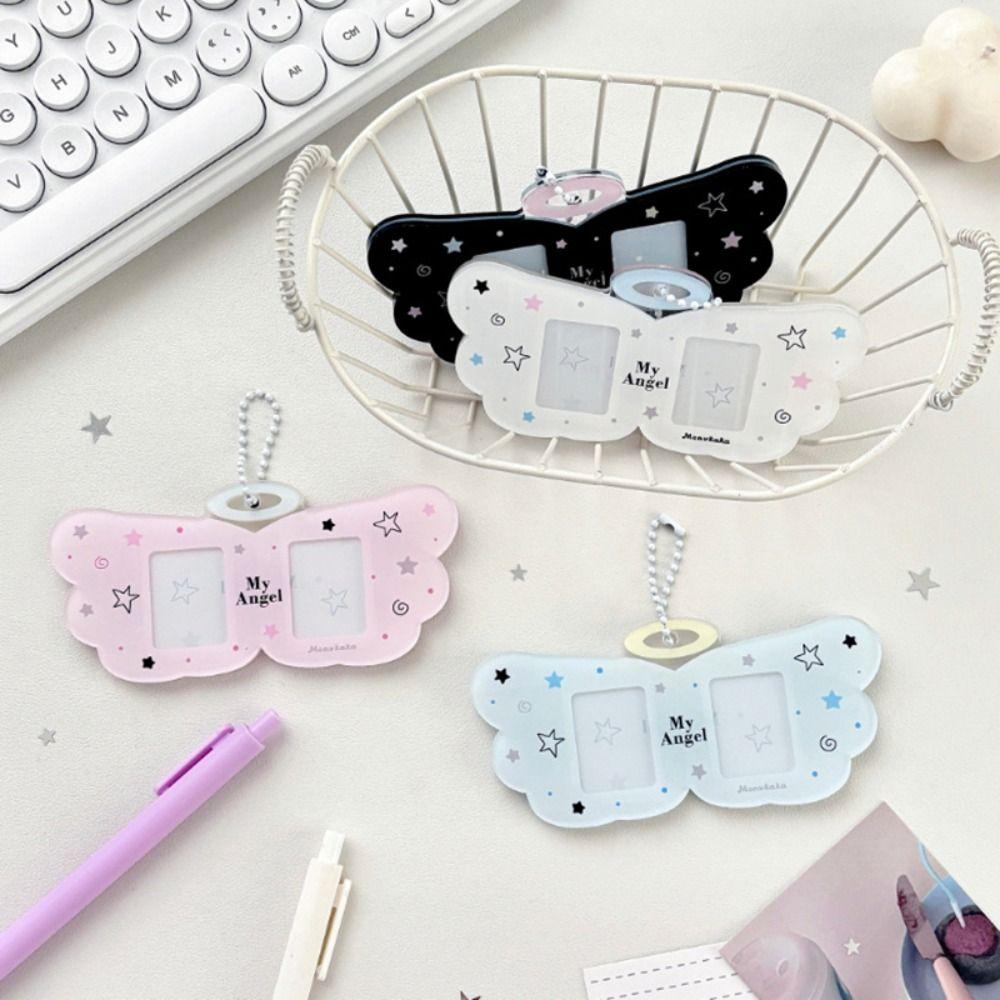 INS Angel Wings Card Sleeve Pendant Bag Pendant DIY Design Card Cover Clear Photo Card Protector