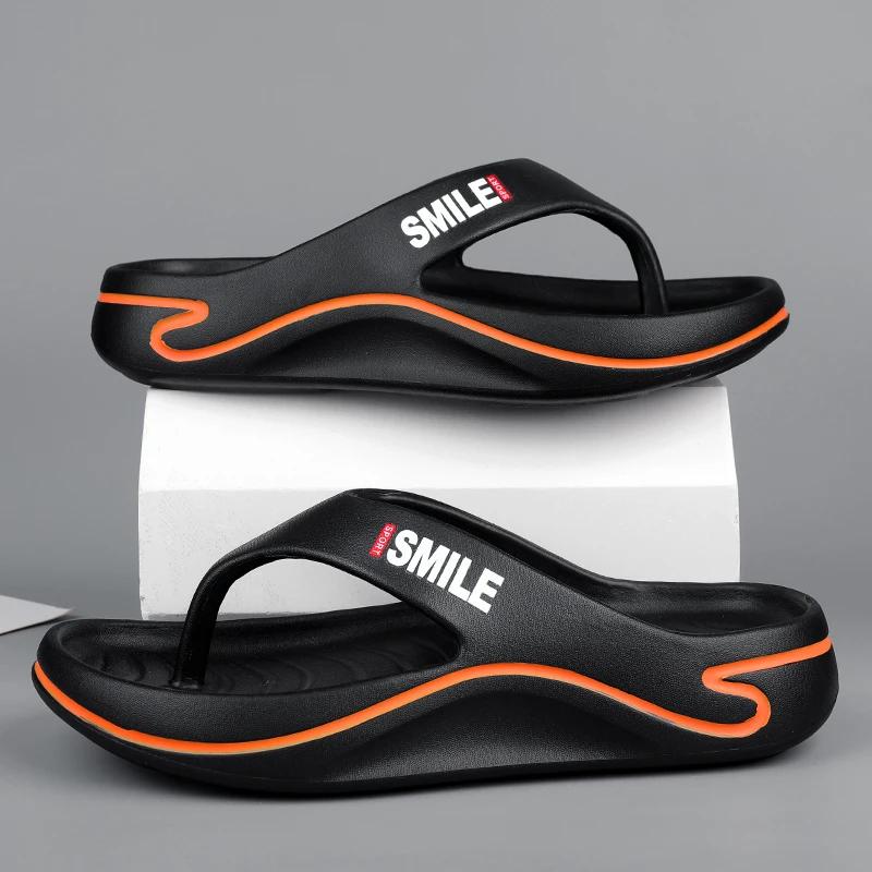 

Модные летние шлепанцы 2025 года для мужчин, шлепанцы на толстой подошве из ЭВА, мягкие слайды для мужчин, нескользящие модные сандалии, летняя обувь для улицы и пляжа 38-39 чёрный