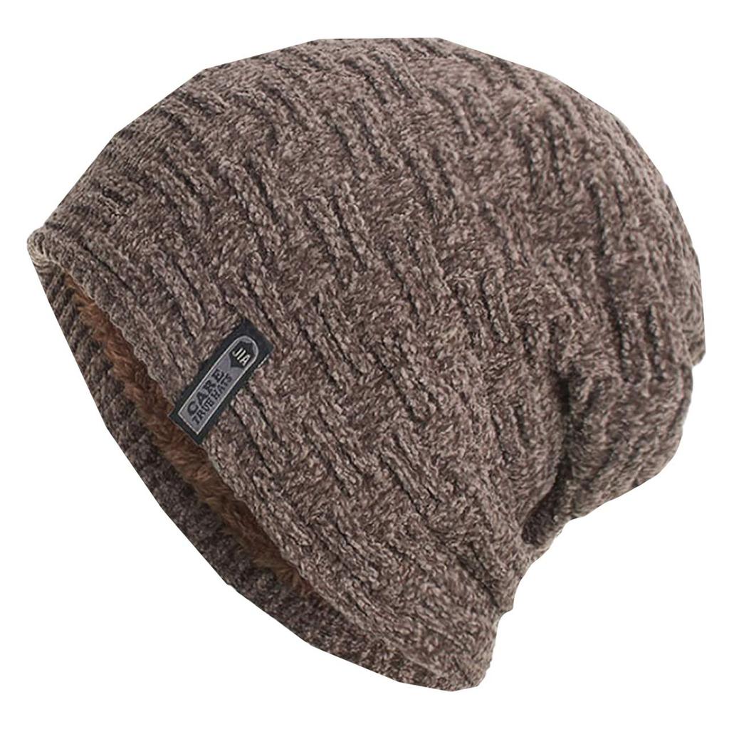 WHITE FANG Knit Perfect for Fall and CA295 Men's Cap, Casual, Stylish, Fleece-Lined, Winter, (04 Brown)