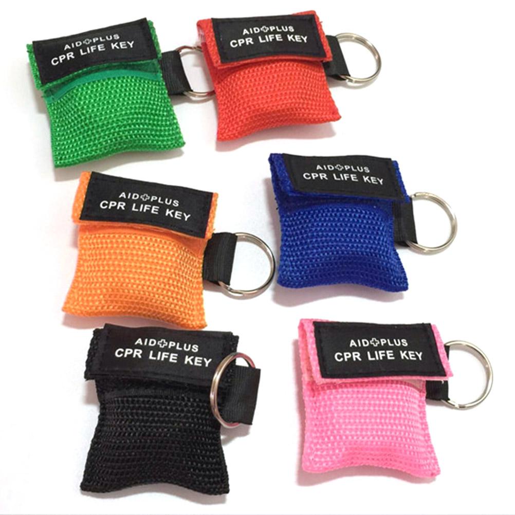8 Pcs Random Color CPR Resuscitator Mask Life Keychain Disposable Emergency Skill Training Face Shield For Health Care