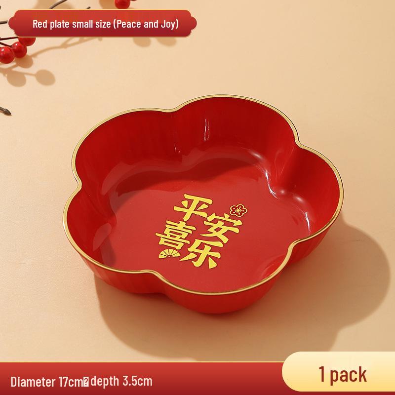 Red Wedding Candy Dish & Engagement Centerpiece Set: Happy Plate for Dried Fruits & Housewarming