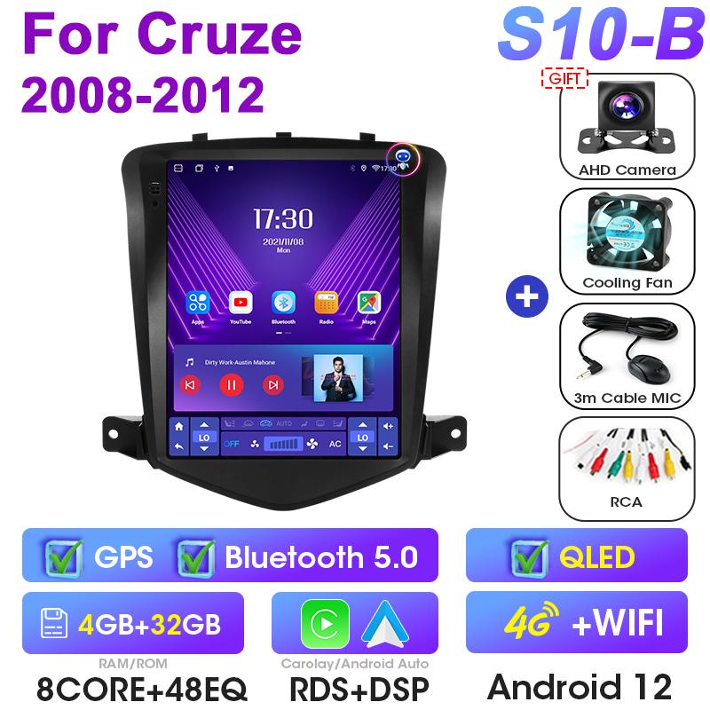 9.7" 2 Din Android 12 Car Radio For Chevrolet Cruze J300 2008 - 2012 Multimedia Video Player GPS 4G Carplay Auto Stereo RDS DSP