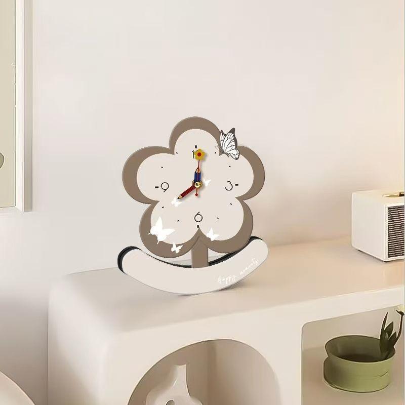 

1PC Flower Cartoon Creative Table Clock Living Room Desktop Crafts Ornaments Decorative Digital Clock Bedroom Bedside Office Silent сірий
