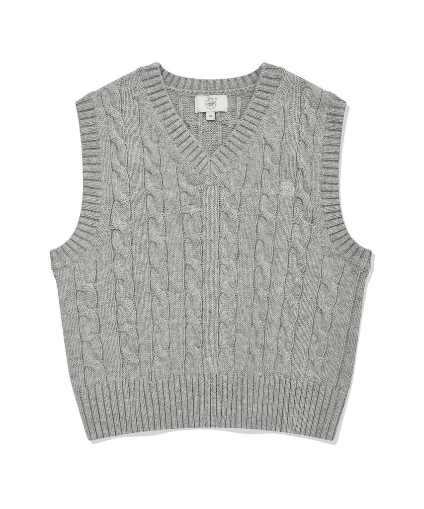 COVERNAT WOMAN Cable Knit Vest Heather Gray