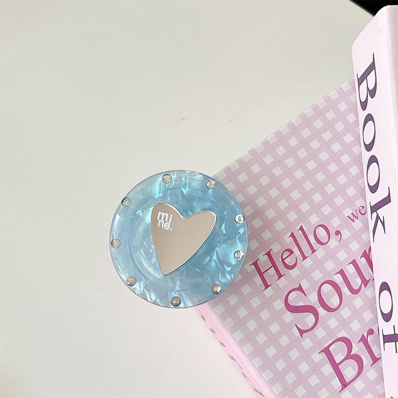 

Rhinestone Heart Phone Holder with Magnetic Telescopic Stand in Ice Silk Feel, Korean Style