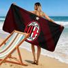 מגבת חוף מודפסת AC Milan, מגבת גדולה רכה מתייבשת במהירות לחוף, קמפינג, שחייה