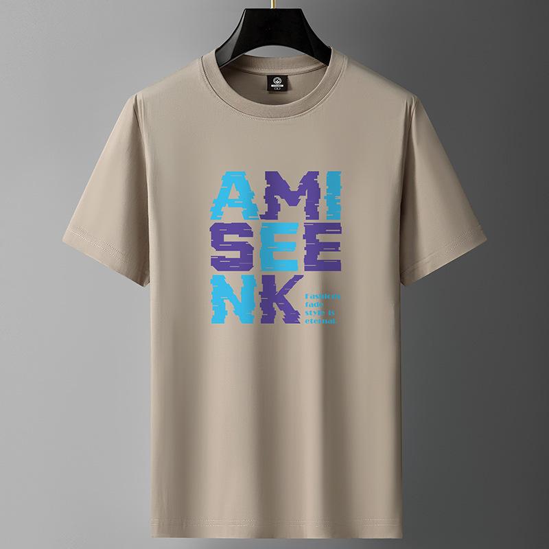 

AMI M-6XL Мужская футболка с короткими рукавами из чистого хлопка с круглым вырезом для мальчиков Повседневная футболка M хаки