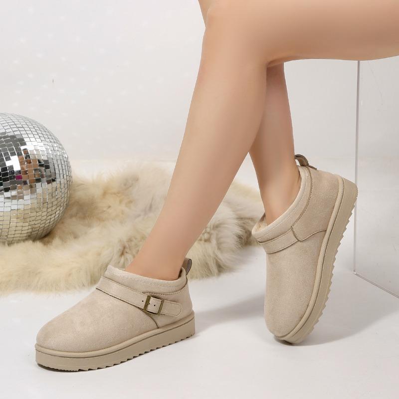 Snökängor med tjock sula, Varma bomullsskor, Halkskyddande ytterkläder, Fleece-korta stövlar