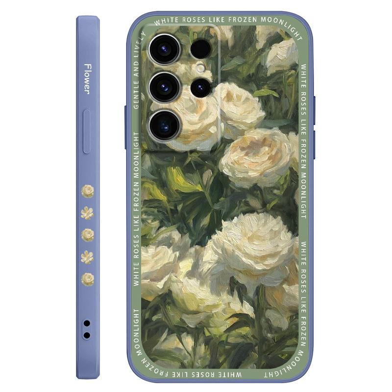 

Elegant White Rose Phone Case For Samsung Galaxy S25 S24 S23 S22 S21 S20 S10 S10E Ultra Plus FE Note 20 Ultra Plus Cover Galaxy S10
