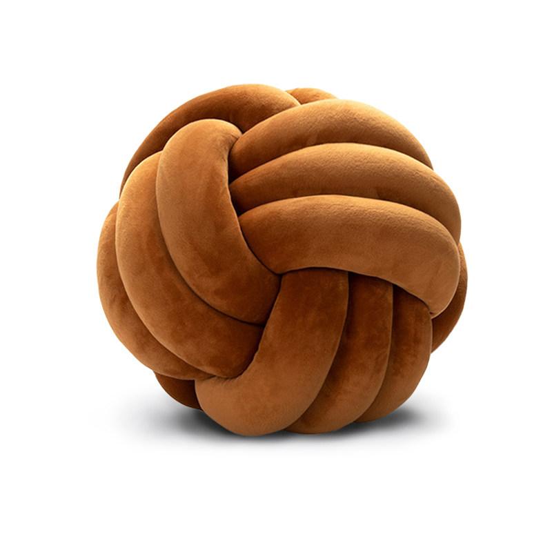 Velvet Knotted Ball Round Pillow - Decorative Tassel Accent Pillow for Sofa, Bed, Living Room, Boho Home Decor
