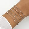Set de 5 Pulseras, Aleación para Mujer, Cadena de Corazón con Cuentas Redondas, Pulsera de Cadena de Caja Minimalista