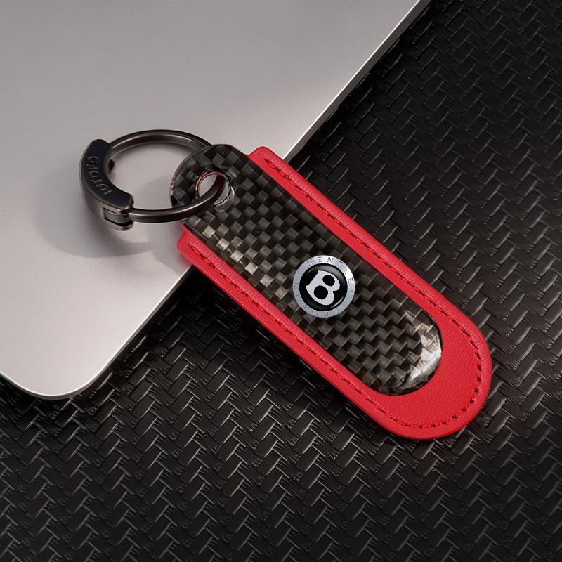 Carbon Fibre Pattern Car Keychain Keyring Key Chain Holder Pendants For New Bentley Flying Spur Continental GT Bentayga Mulsanne
