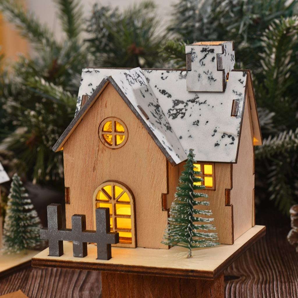 Christmas Decoration Luminous Wooden House LED Wooden Christmas House, Luminous Wooden House Decoration, Christmas Halloween Birthday Party