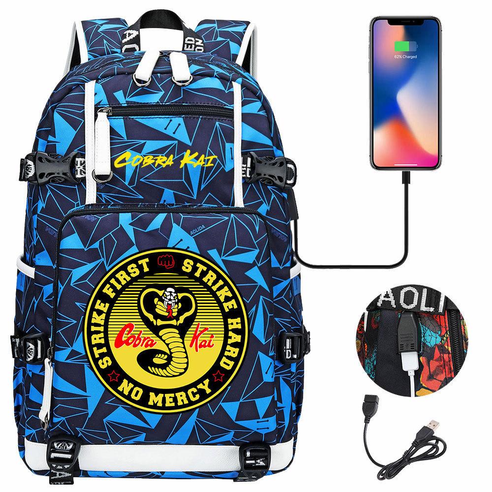 American Drama Cobra Print USB Teen Student Schoolbag Men and Women Leisure Large Capacity Travel Backpack