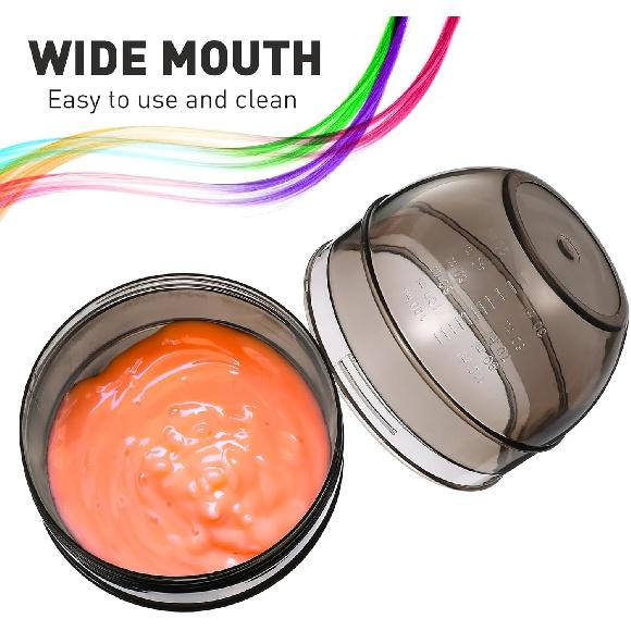 Hair Dye Shaking Bowl, Black Hair Color Bowls, Plastic Hair Coloring Mixer Bottle Salon Mixing Cup Tools with Measuring Scale for Home Hair Salon