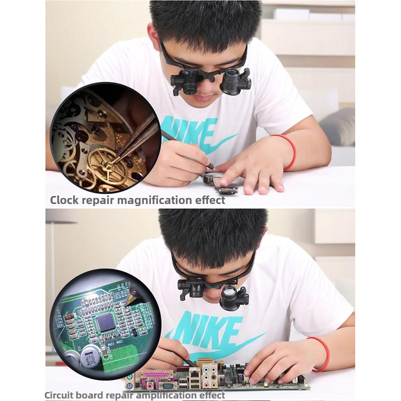 LED Head Magnifier Glasses Professional Magnifying Lens Jewelry Watch Repair High Magnification Magnifier Electronic Repair Tool