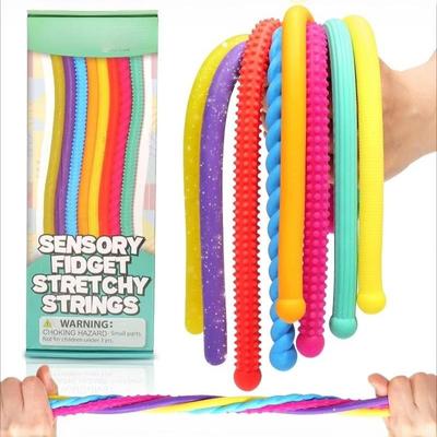 6Pcs Sensory Autism Toys Textured Stretchy Rope Fidget Toys for Stress Anxiety Relief Kids Adults Office Travel Use