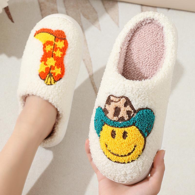 

New comfortable home cute cartoon denim winter cotton slippers men and women couple thick-bottomed warm cotton slippers sole 44/45 fits 43-44 feet білий