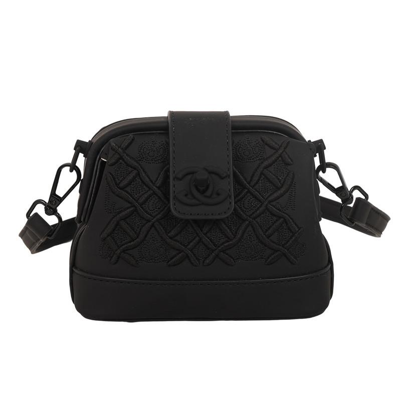 Tung Industri Broderi Skalväska Dam Ny Premium Texturerad Broderitråd Enfärgad Axelväska Crossbody