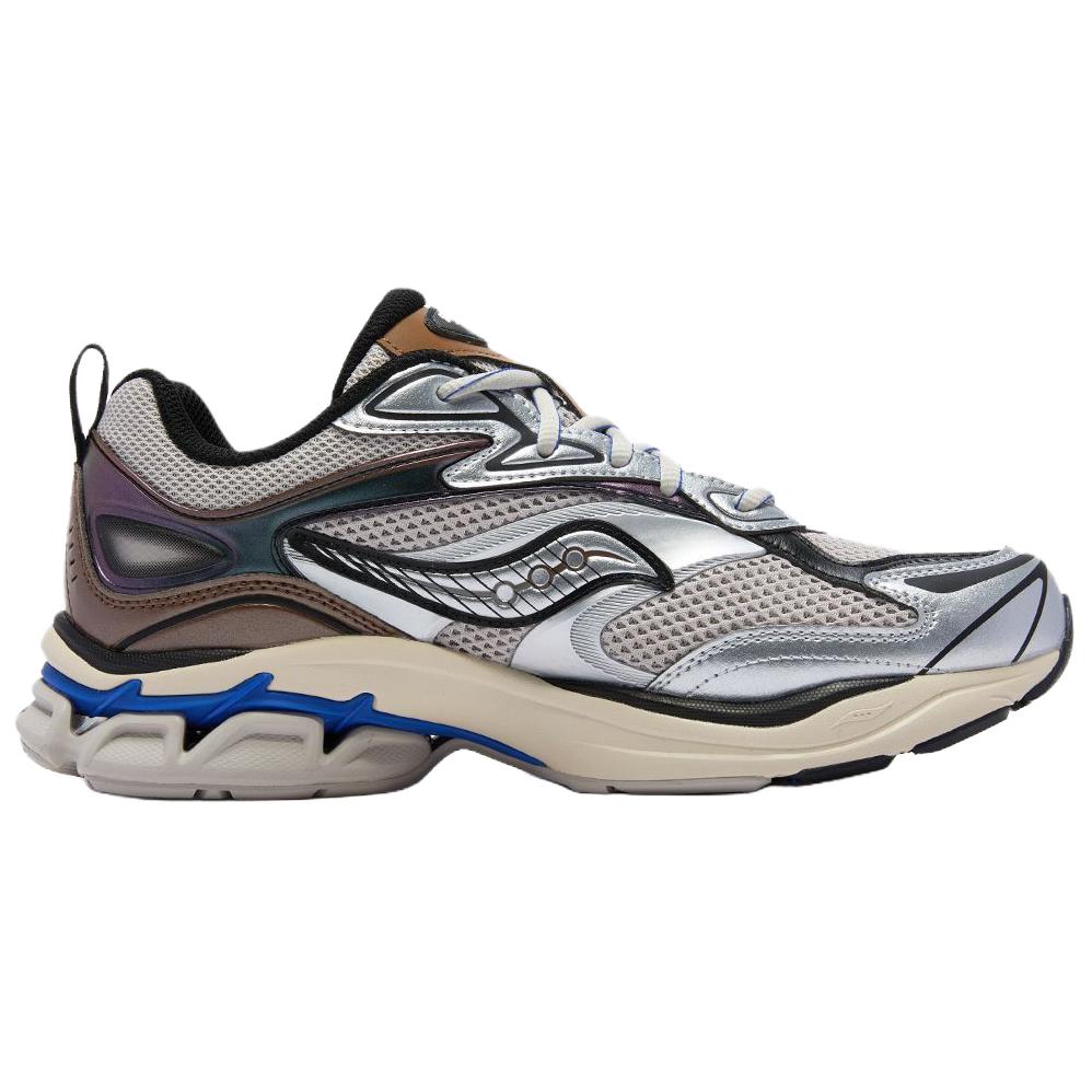 Saucony Grid Fusion Comfortable Versatile Colorful Metallic Low-Top Running Shoes Unisex Running Shoes Gray Silver S79063-9