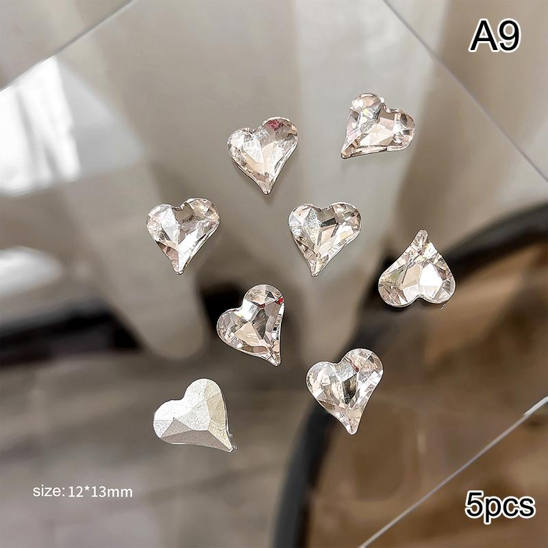 5Pcs Luxury Crystal Diamonds Pile Drills Nail Art Rhinestone 3D Diy Stacked Drill Jewelry Charms Manicure Decoration Accessorie