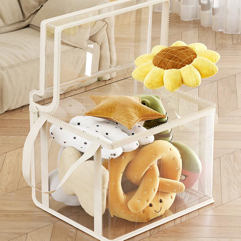 Universal Transparent Visible Doll Storage Bag Large Capacity Clear Storage Case With Zipper Handle Moisture-Proof Organizer Box